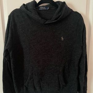 Polo hoodie, lighter weight, Heather Charcoal color